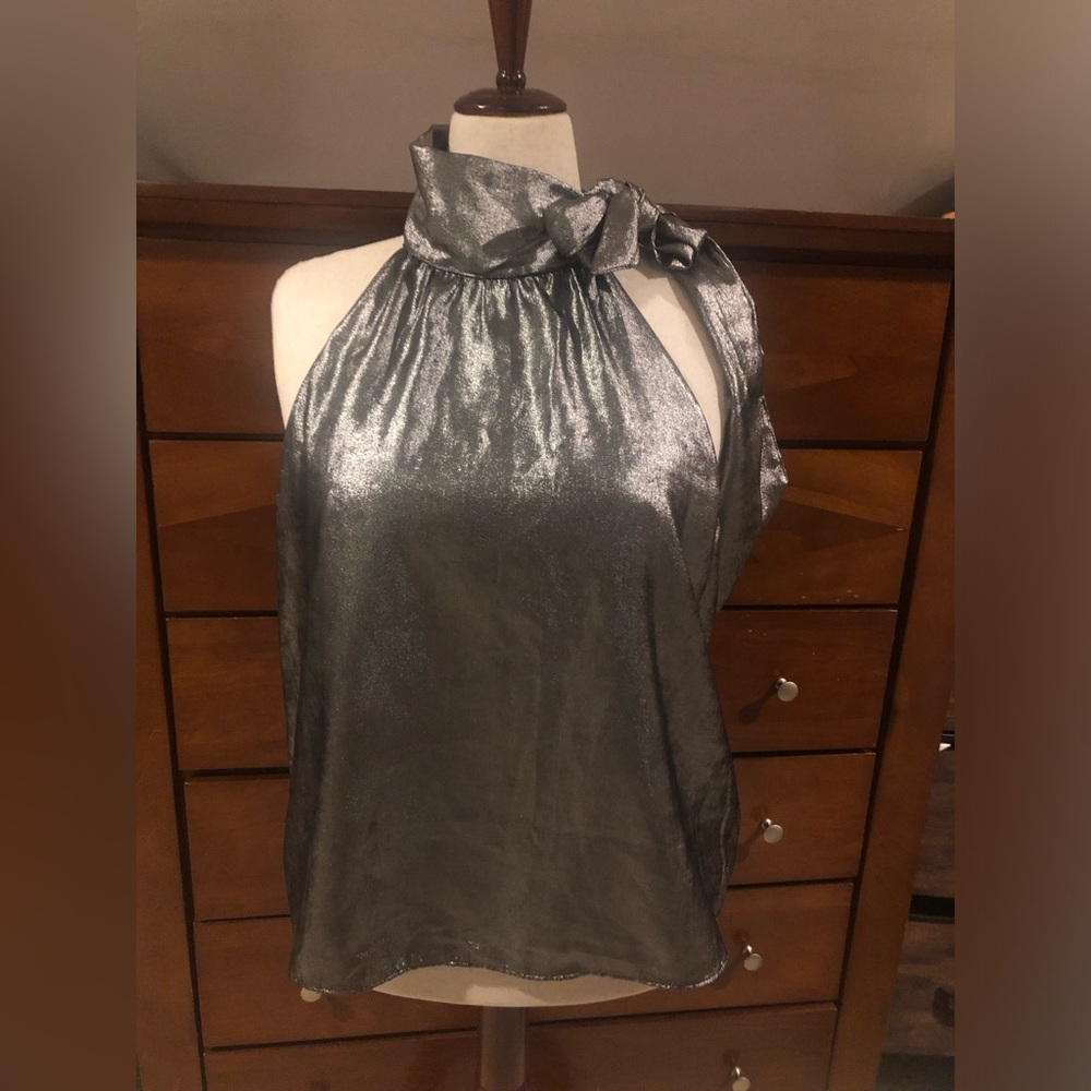 Banana Republic Silver Halter Tie-Shoulder Camisole